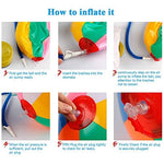 A complete ten piece collection of durable polyvinyl chloride beach balls displayed together.