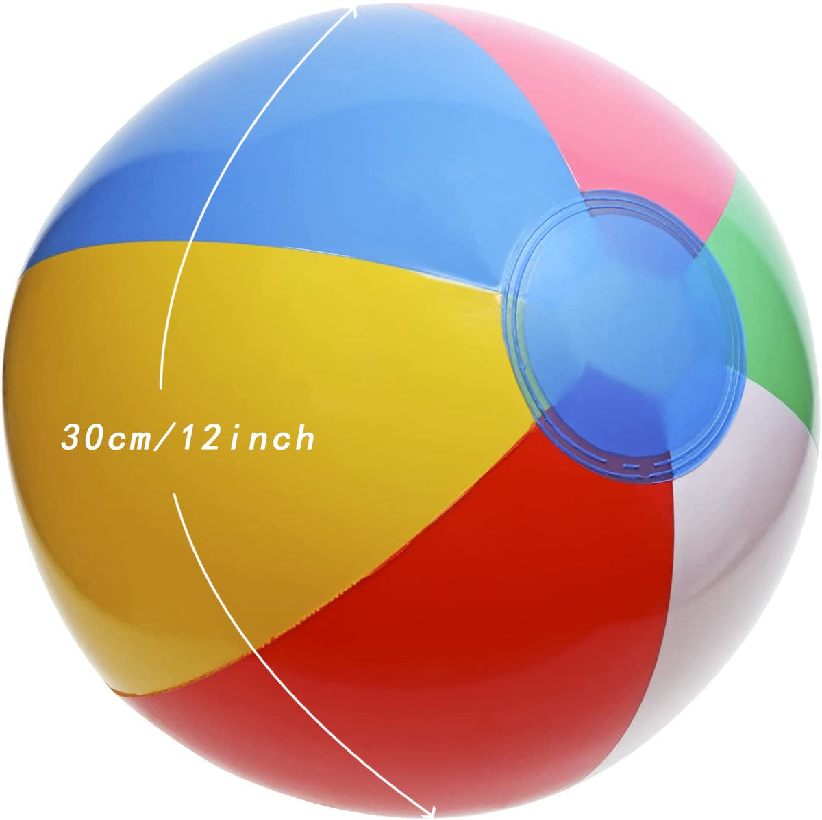PENTA ANGEL blow up rainbow water toy floating on clear blue swimming pool water.