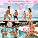 Inflation process of the water resistant PVC pink confetti ball using a hand pump.