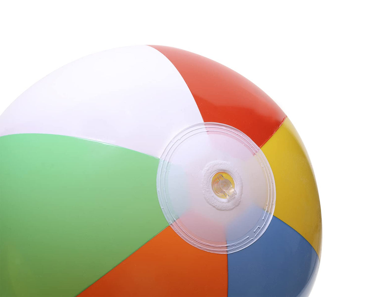 A person holding the twelve inch PENTA ANGEL classic beachball to demonstrate scale.