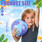 Leyndo bulk inflatable beach balls inflated and arranged as frozen themed birthday party decorations.
