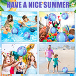 Leyndo kids summer beach ball being deflated and folded into a compact travel size for holiday storage.