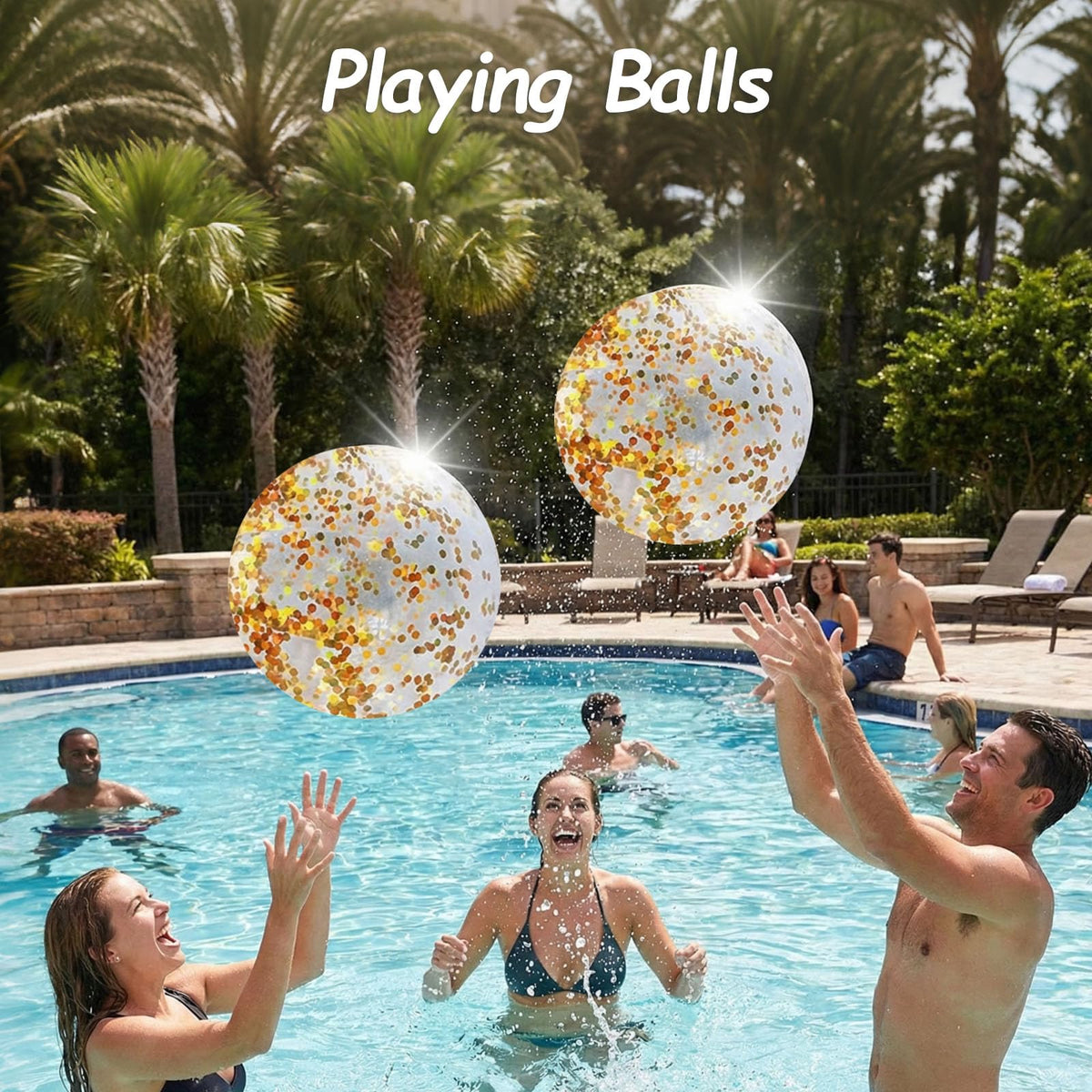 FuturePlusX premium UV resistant PVC material demonstration showing the thick build quality of the gold sequin beach ball.