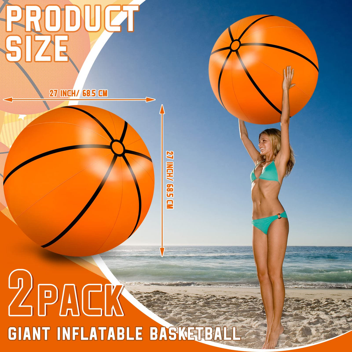 Meooeck two piece large basketball party decorations placed on a lawn.