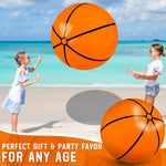 Meooeck oversized orange and black basketball showing the leak-proof valve.