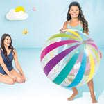 Durable PVC vinyl giant beach ball packaged with its included repair patch kit