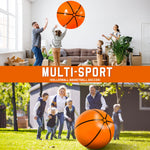 Meooeck basketball themed birthday party supplies and decorations layout.