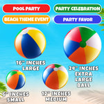 Bedwina multicolored six panel pool toys floating on water surface