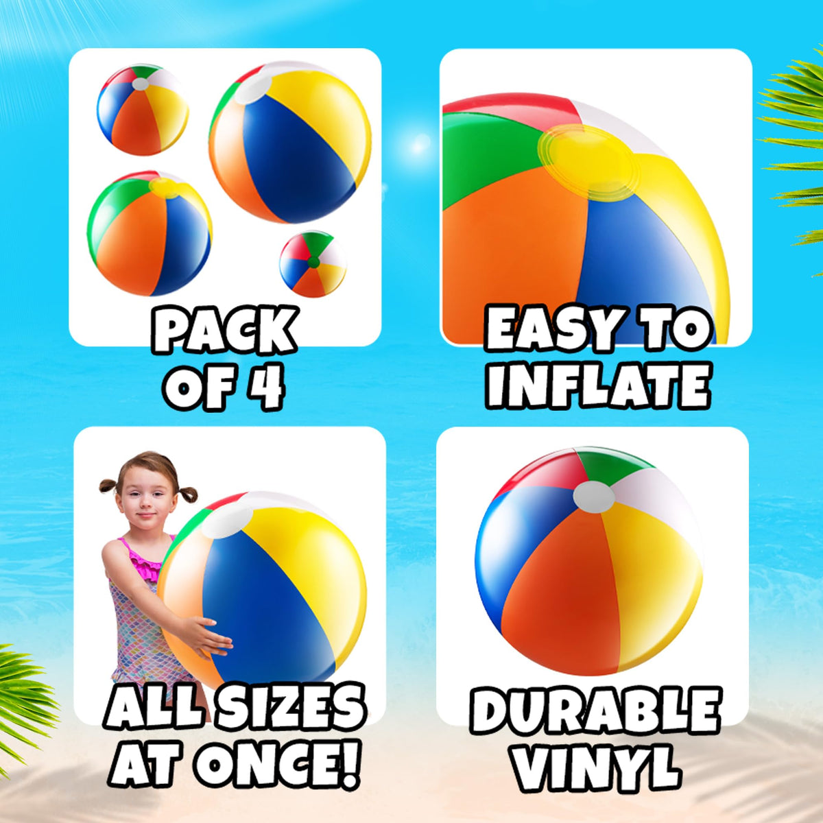 Bedwina non toxic vinyl summer party decorations pack of four