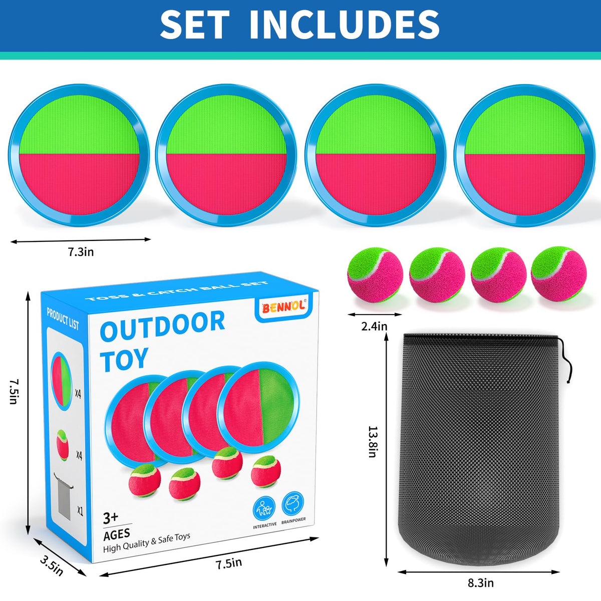 Kids playing outside in the yard with the Bennol self stick paddle catch toy.