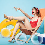 Yinder twenty-four piece bulk clear beach ball set deflated and folded