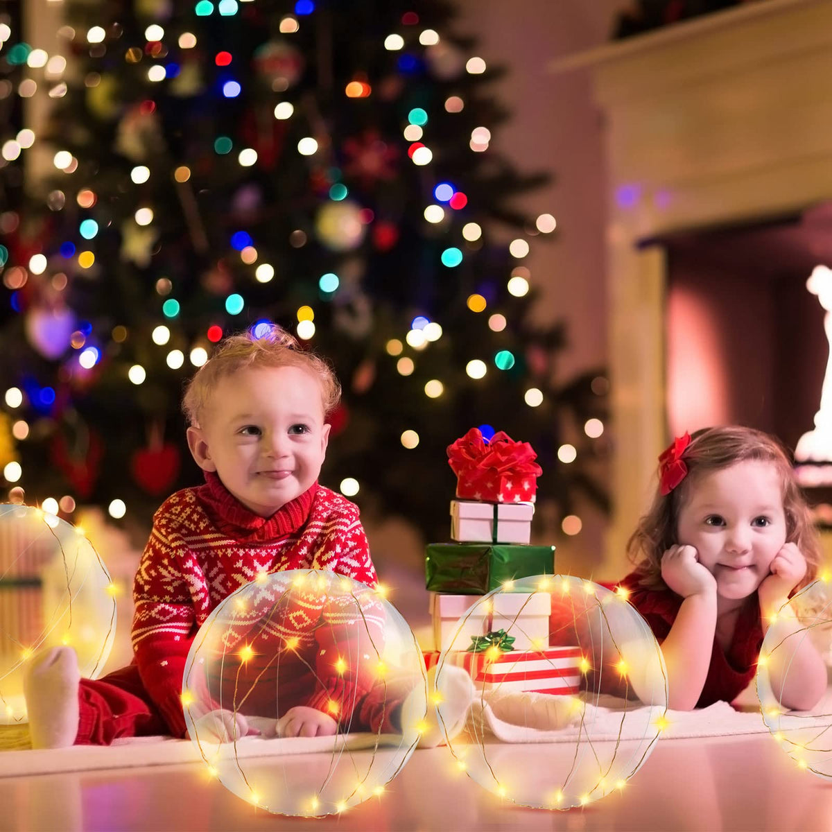Yinder clear bubble balls decorated with colorful confetti inside