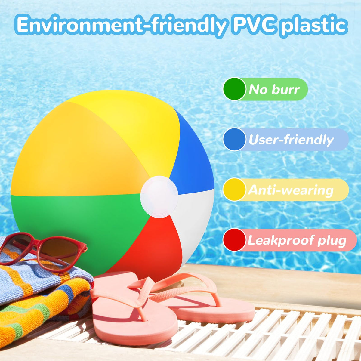 JOYIN brand beach balls eight pack deflated and inflated comparison view
