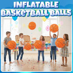 Deflated and flat Bedwina basketball beach toys packed neatly for summer travel convenience