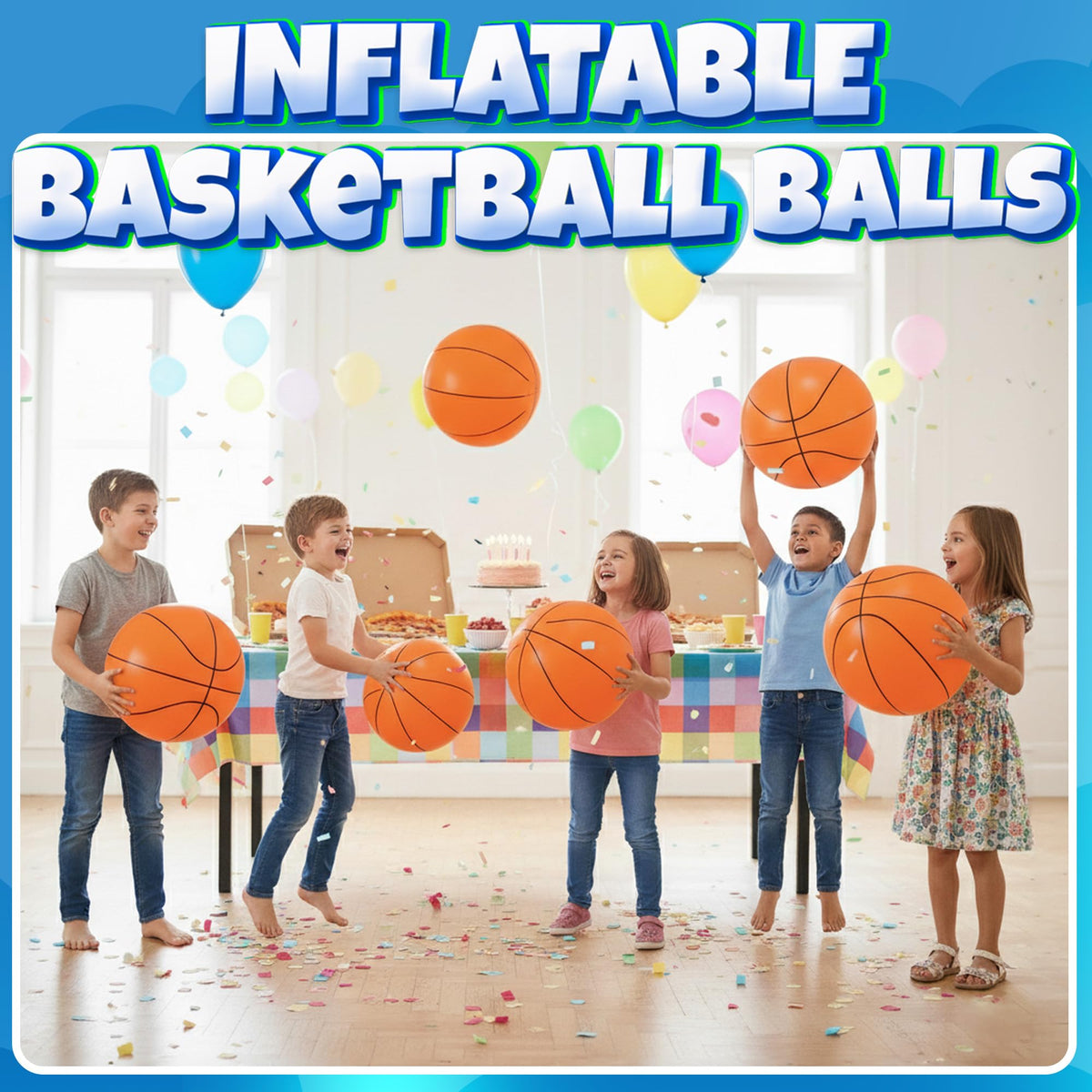 Deflated and flat Bedwina basketball beach toys packed neatly for summer travel convenience
