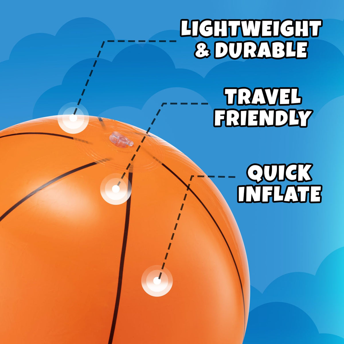 A child holding the 16 inch inflated basketball toy showcasing its realistic size and grip shape