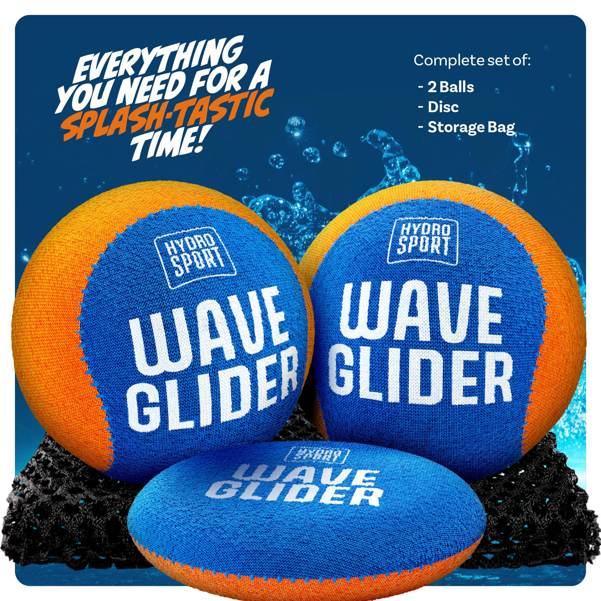 HydroSport Wave Glider pool toys floating on clear blue water during a sunny day