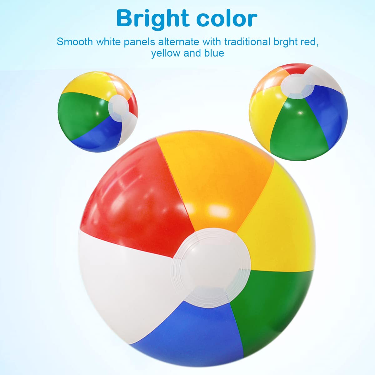 Toddler playing outdoors in a grassy backyard with a lightweight durable rainbow beach ball.