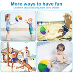 Group of three deflated flat sixteen inch beach toys highlighting the premium polyvinyl chloride material texture.