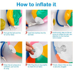 Packaging contents of the three piece bulk set showcasing all three deflated multicolor tropical party favors.