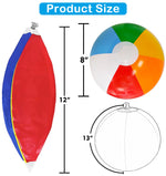 Inflatable rainbow pool toys for kids multi pack displayed on a sunny lawn.