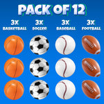 Bedwina sports themed beach balls being inflated with a standard hand pump for a backyard swimming pool party