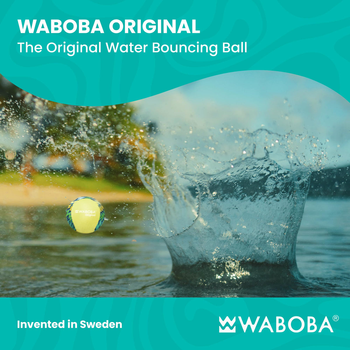 Waboba original water skip ball showing the zigzag pattern design