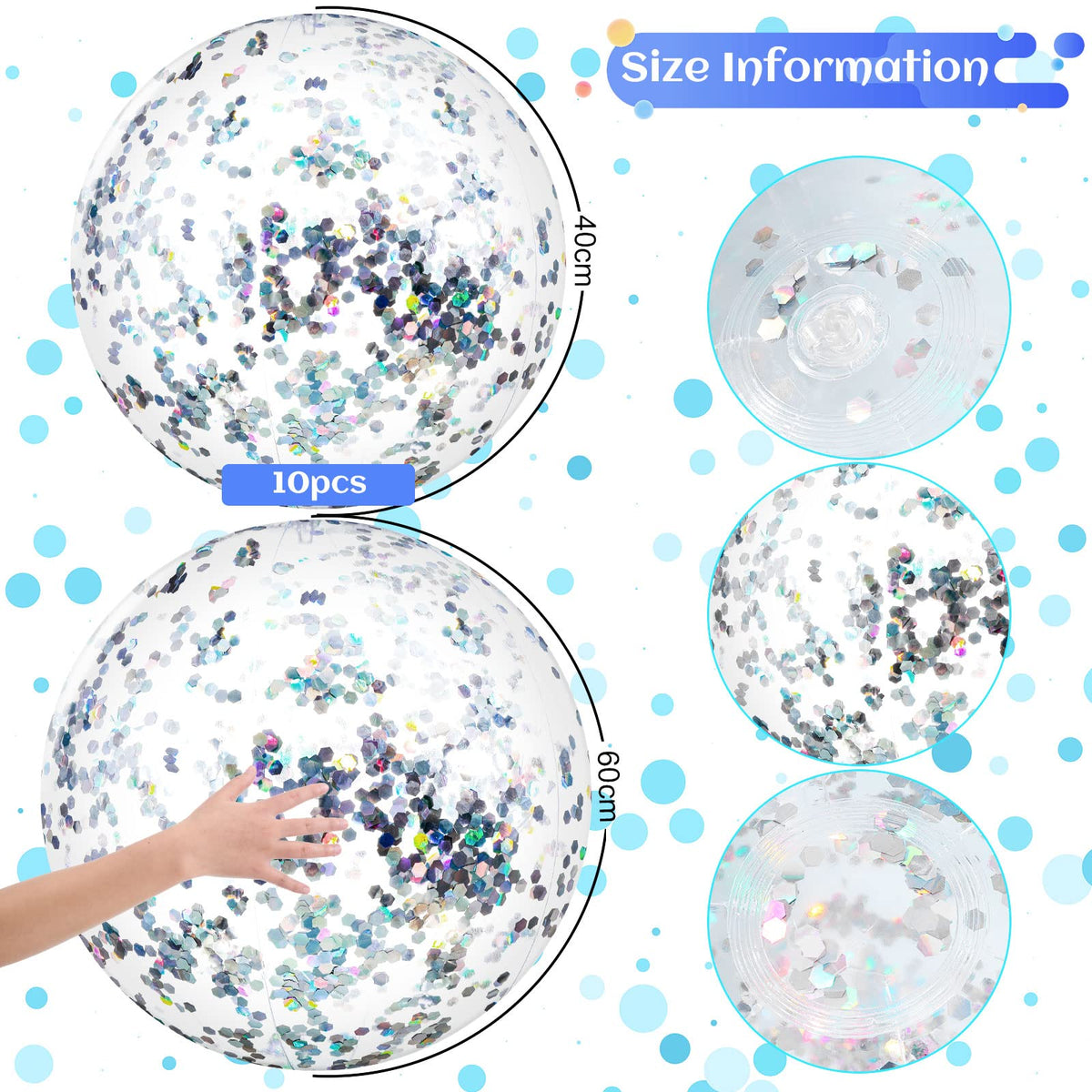 Sixteen inch large sparkly pool balls floatable water activity toys