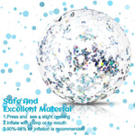 Transparent blow up beach balls with silver sequins for birthday parties