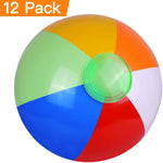 Inflatable multi colored pool balls being tossed during summer swimming pool water games.