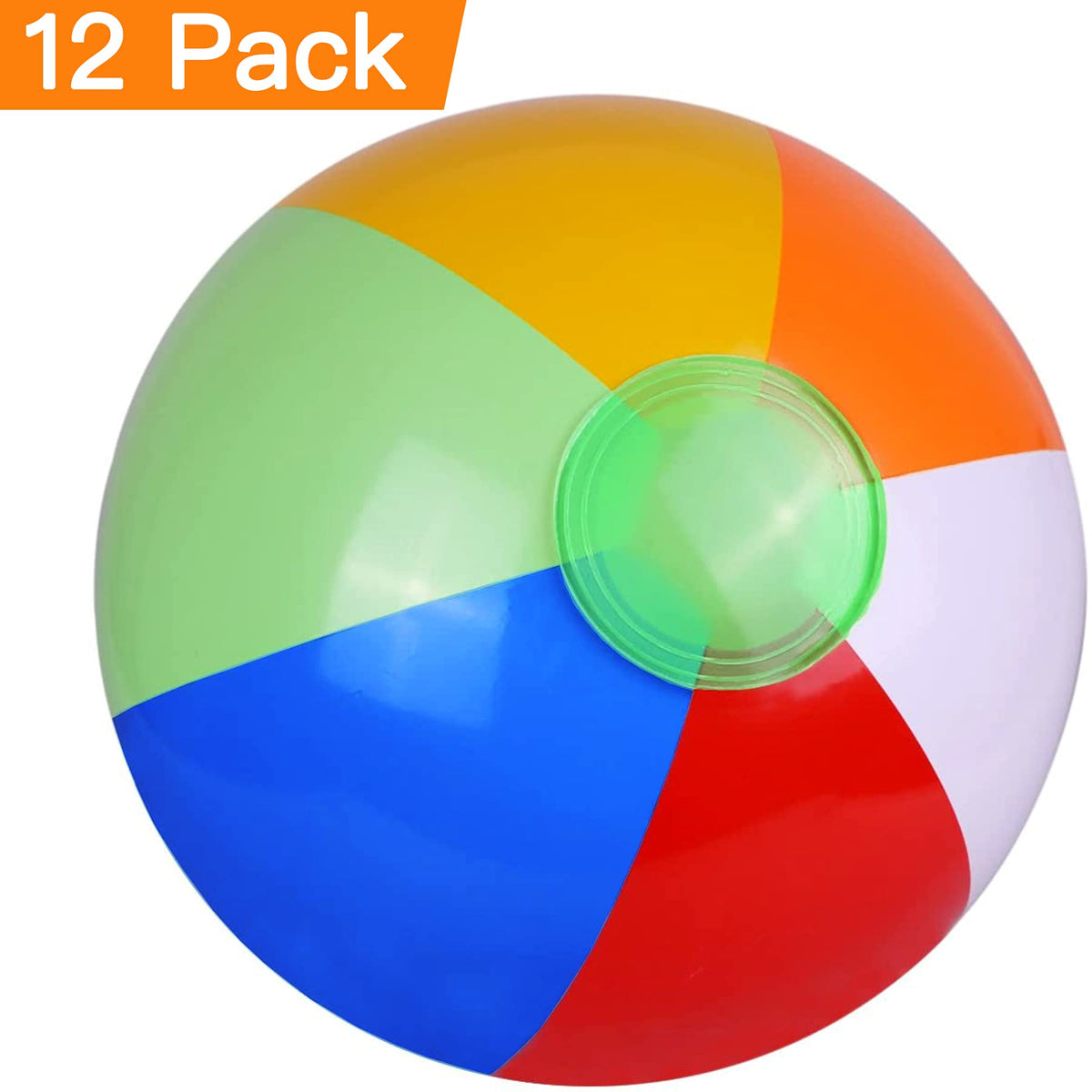 Inflatable multi colored pool balls being tossed during summer swimming pool water games.