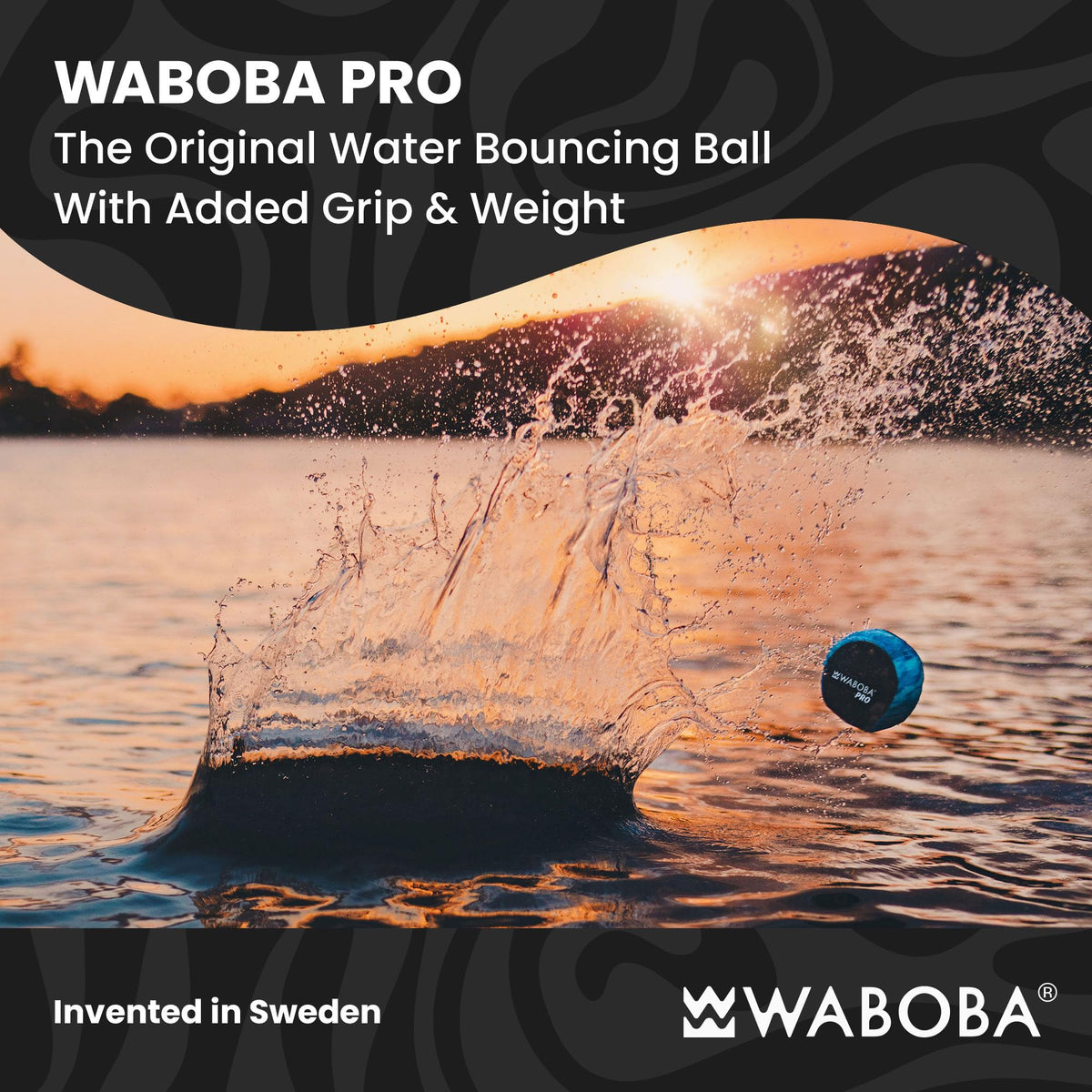 Waboba Pro water skipping toy bouncing high across a clear lake surface