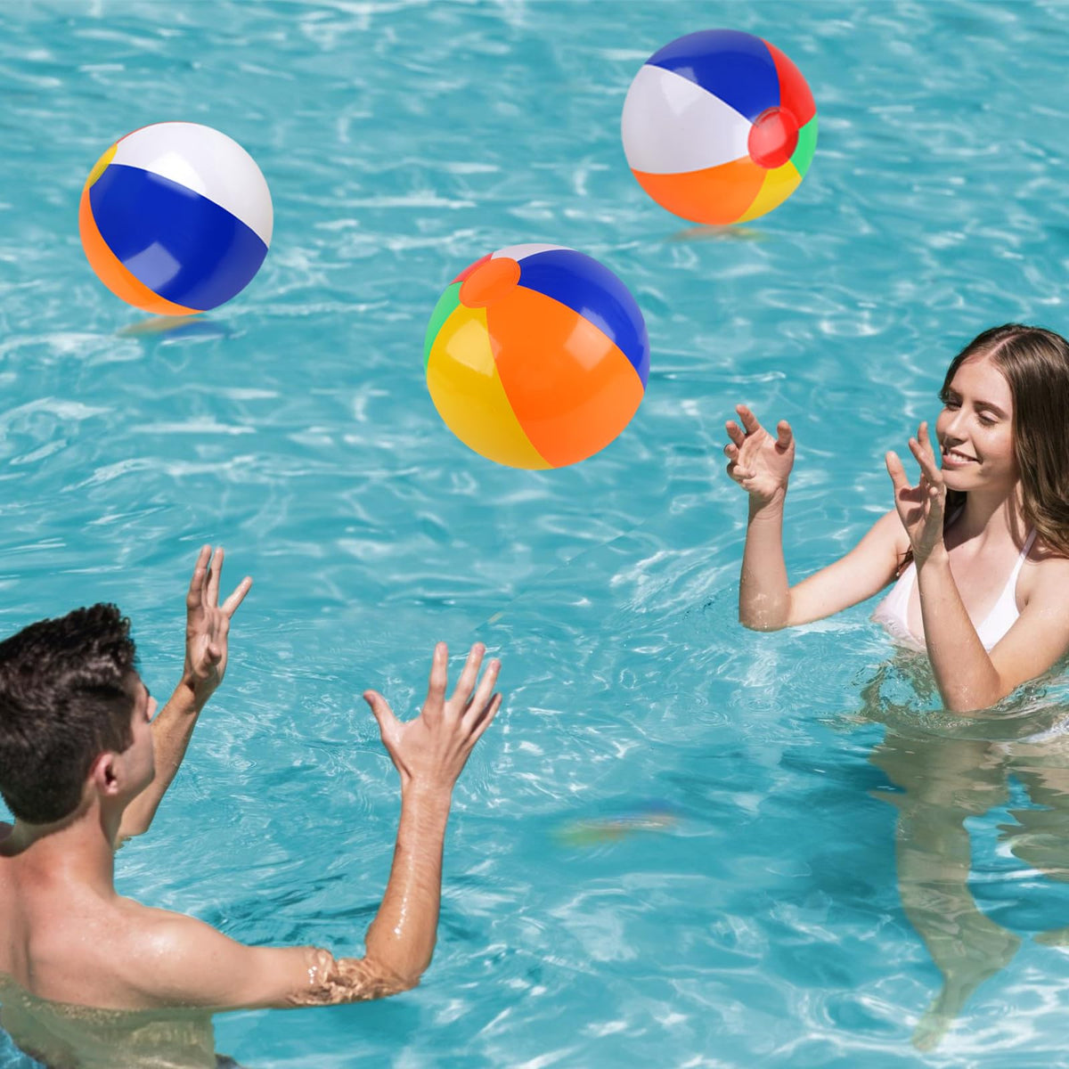 Demonstration of inflating the eco-friendly PVC pool ball using a standard air pump valve.