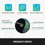 Adult hand holding the premium black and abstract patterned water sport ball