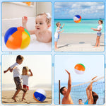Arrangement of six rainbow colored summer toys used as vibrant backyard party decorations.