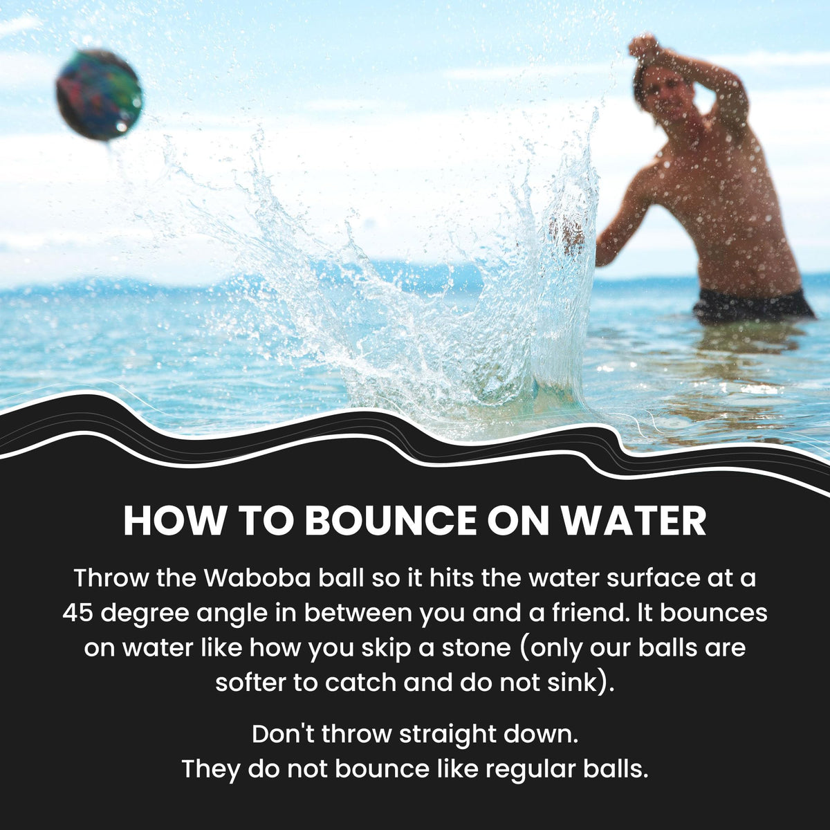 Packaging and detailed side view of the signature gel core water skipping accessory