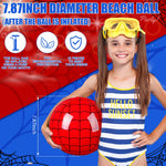 Close up view of the durable PVC material and black web pattern on the red beach ball