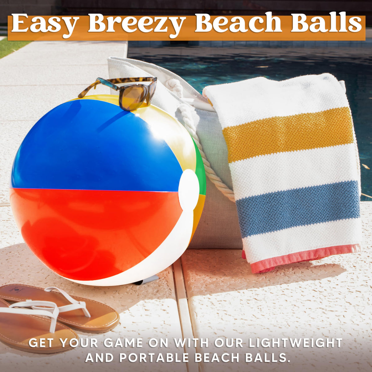 Two multi color six panel traditional style beach balls floating on water.