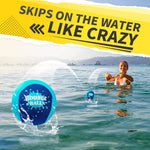 Bambilo water bouncing beach balls skipping across a swimming pool surface