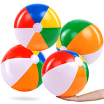 Full packaging view of the JOYIN four pack large inflatable rainbow beach balls summer value set.