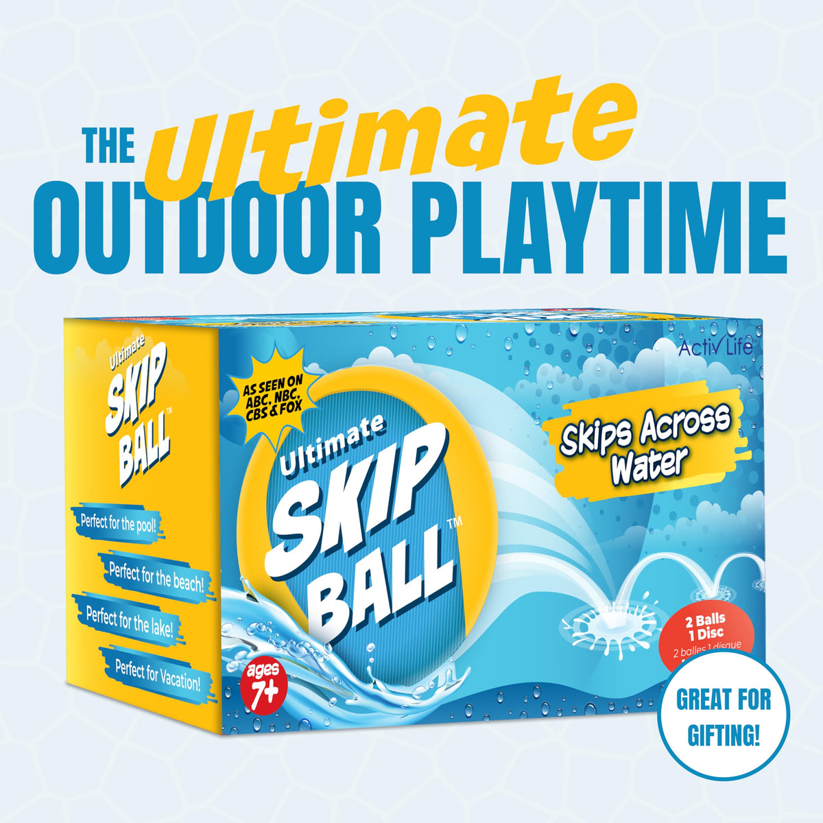 Kids and adults playing catch with the premium imported water bouncing ball