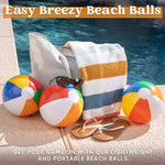 Children playing with twelve inch JOYIN rainbow beach balls during a backyard birthday party