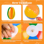 Premium child safe non toxic PVC JOYIN beach ball being inflated with a manual air pump