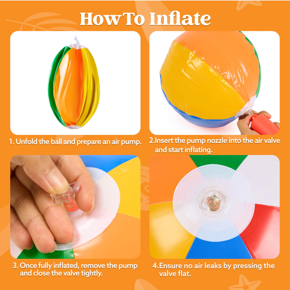 Premium child safe non toxic PVC JOYIN beach ball being inflated with a manual air pump
