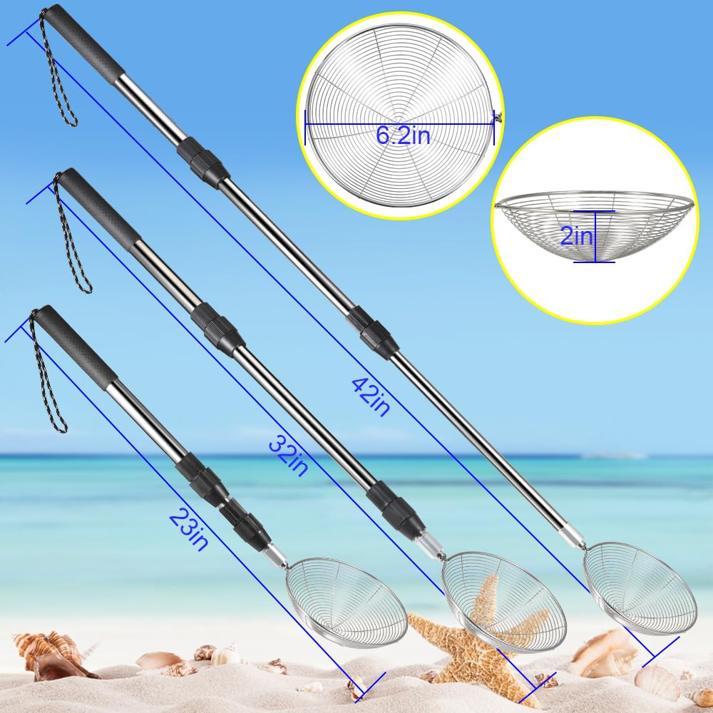 Two telescoping sifter poles with stainless steel scoops
