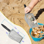 Close up of beach sand sifter mesh basket for shark teeth