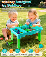 Uiopy sensory bin with lid open showing kinetic sand and tools