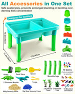 Toddler playing with dinosaur molds in Uiopy sand table
