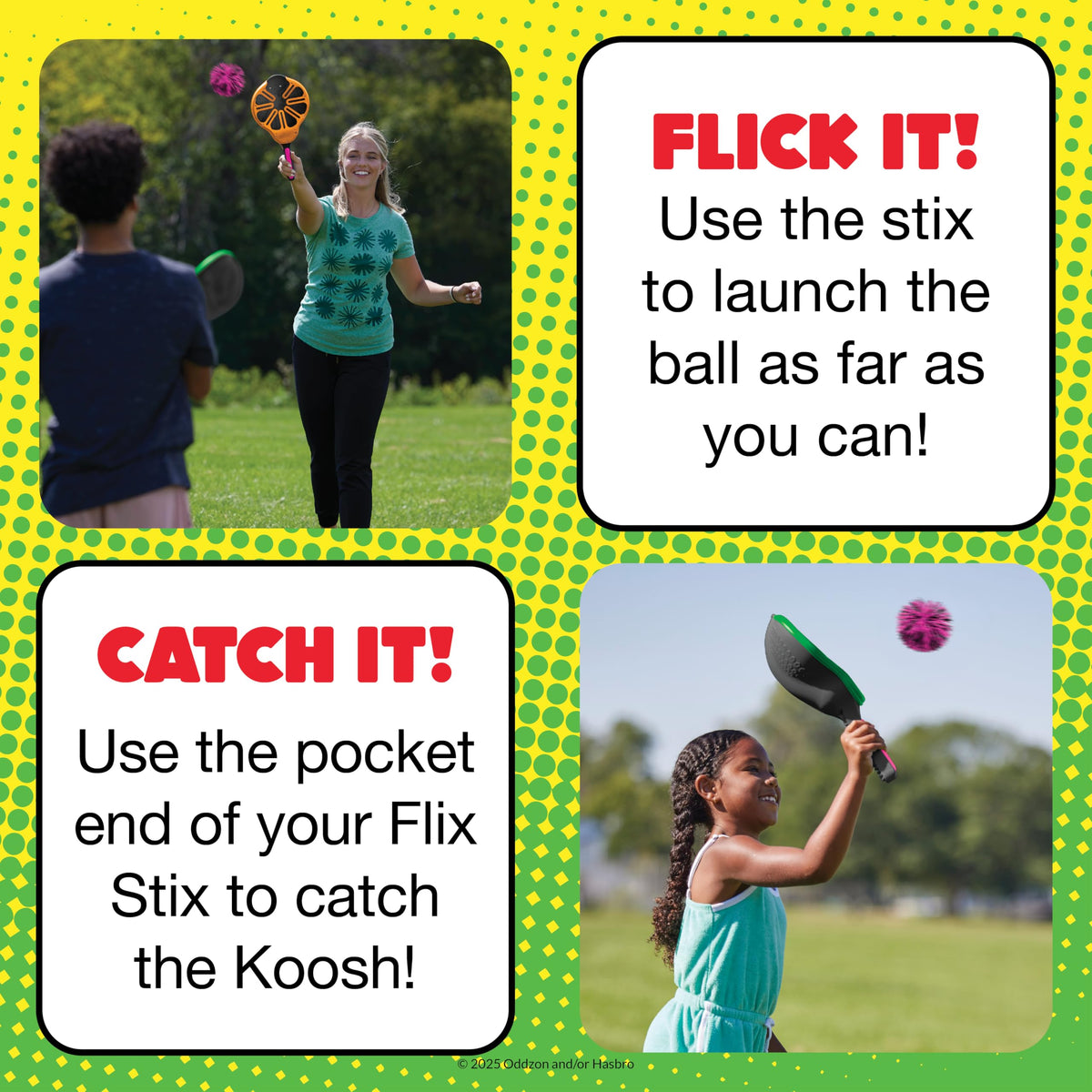 Soft no-bounce Koosh ball included in the set