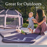 Baby crawling on comfortable cushioned playmat surface